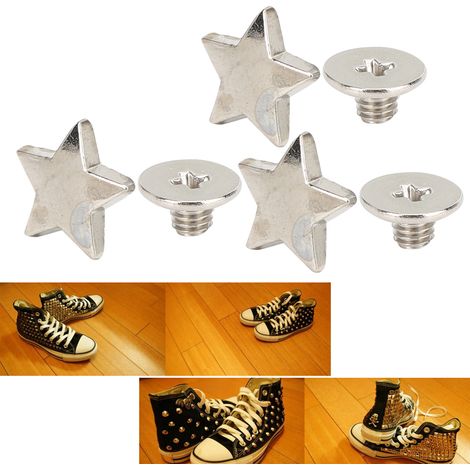 20 pièces rivets étoiles argentées pour décoration vêtements et chaussures DIY avec vis