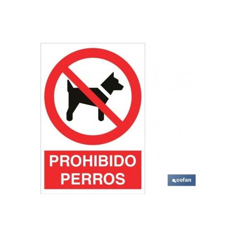 Cartello in polistirolo 210x148mm con pittogramma e testo "vietato l'ingresso ai cani"