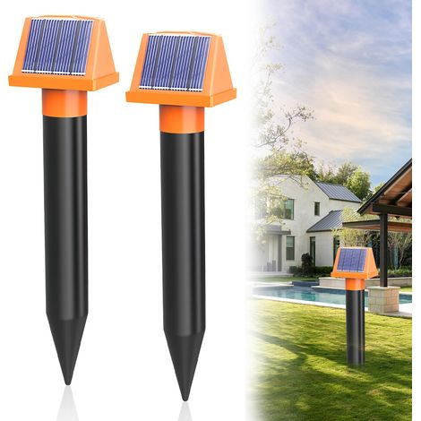 Confezione da 2 repellenti solari a spirale per talpe - Repellente solare a ultrasuoni per talpe - Repellente per talpe IP55 - Repellente per talpe per prato e giardino - Stabile