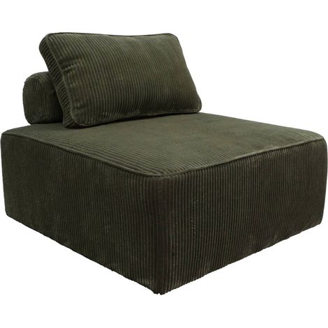 sweeek - Sessel ohne Armlehne mit Cordbezug für ein modulares Sofa, Cord, Dunkelgrün
