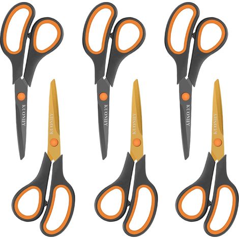 Scissors Set of 6 with Soft and Comfortable Handles, Ultra Sharp Titanium Blades 20cm (1/5)