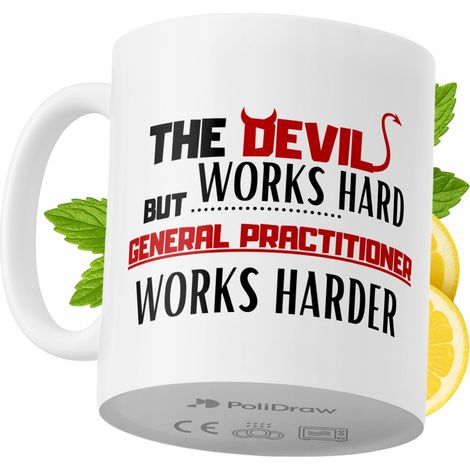 Taza de café/té divertida y humorística para médicos generales. Taza con diseño gráfico y texto gracioso para cumpleaños, santos y días festivos. Taza premium para ocasiones especiales en casa, la ofi (1/5)