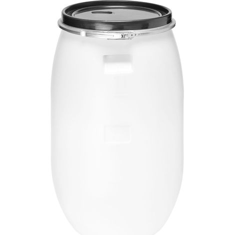 Garronda réservoir d'eau de 120 litres, Baril Alimentaire, fût à Large Ouverture en HDPE et sans BPA, tonneau de Jardin, bac à Aliments pour Animaux, conteneur d'eau, tonneau Universel GD-0078, Blanc