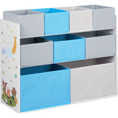 Scaffale portaoggetti per bambini con 9 scatole pieghevoli colorate 66 x 82,5 x 29,5 cm in truciolato bianco 130008786