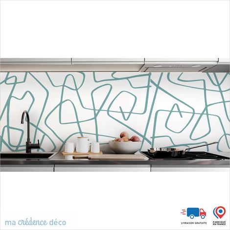 Crédence : Lignes fluides - Couleur Bleu turquoise - Alu composite - 60 - 120 (1/3)