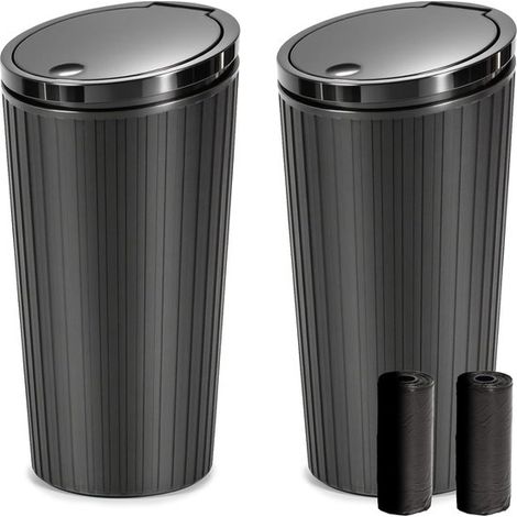 Juego de 2 piezas: Cubo de basura para coche con tapa, 2 rollos de bolsas de basura, a prueba de fugas, apto para interiores de coches y camiones (1/5)