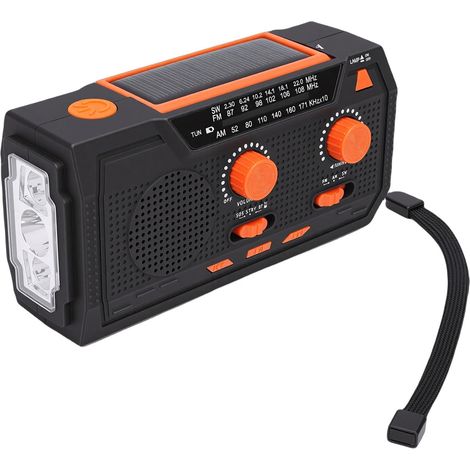 Radio d'urgence Solaire à Manivelle, Météo AM FM SW avec Lampe de (1/5)