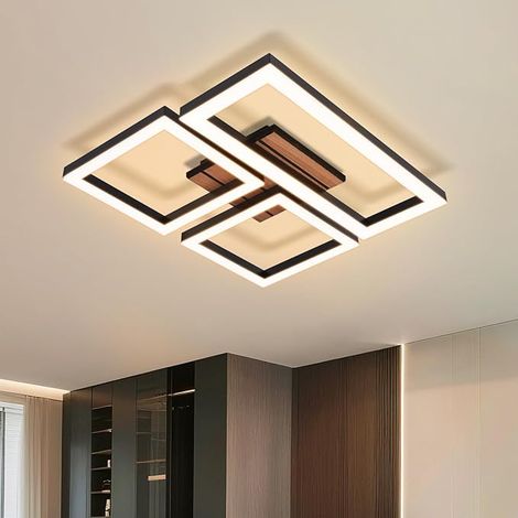 ZMH Luminaire Plafond LED Éclairage Cuisine Noir 21W Éclairage Chambre Style Contemporain Éclairage Couloir 3000K Lumière Douce Forme Carrée Aspect Bois Pièce de Vie Chambre Bureau