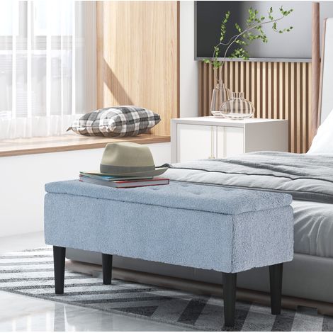 Panca contenitore imbottita in poliestere 95x38x45 cm OKMYHOME (1/4)
