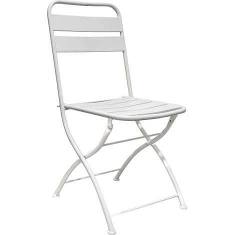 Sedia pieghevole da esterno con doghe in metallo industrial style York -  White