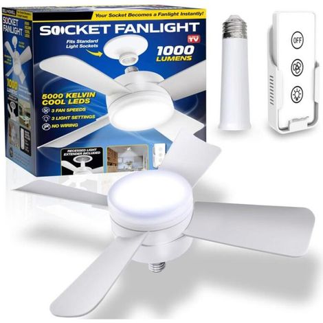 Plafonnier LED avec Télécommande Intelligente, Ventilateur de Plafond, Ampoule, 30W, 1000Lm, 5000K, pour Chambre à Coucher, Salon (1/4)