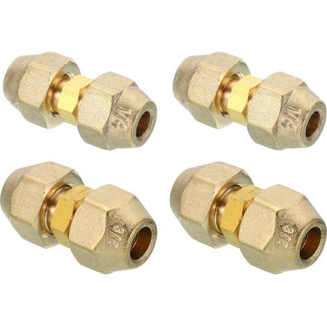 4Pcs Pipe Extension Joint Connector Set, Seamless Fitting Adapter with Flange Nuts for 1/4" and 3/8" HVAC Copper Pipe (1/5)