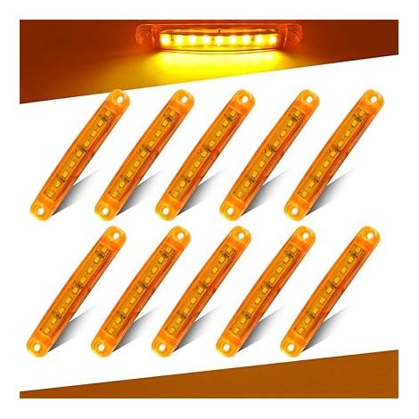 Feu Latéral Ambre,12-24V 3,9'' 9LED Côté LED Marquage Léger Camion Remorque Arrière Avant et Marquant le D'avertissement- Étanche (1/5)