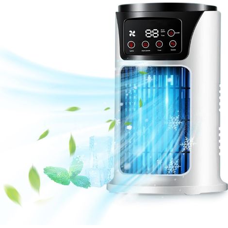 Climatiseur portable,rafraîchisseur d'air 300 ml avec éclairage,mini climatiseur 45 W à 3 vitesses et minuterie 1 6 h,idéal pour chambre,bureau ou bureau. Ventilateur de refroidissement. (1/5)