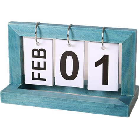 Calendrier de bureau rétro en bois, calendrier perpétuel à pages dépliables, décoration pour la maison et le bureau (1/2)