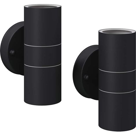 Applique murale extérieure LED éclairage haut et bas acier inoxydable noir IP44 lot de 2 (1/5)