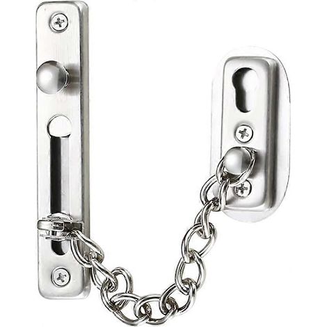 Chaîne de sécurité, chaîne de porte en acier inoxydable 304, verrou de porte avec vis, finition chromée brossée argentée (1/5)