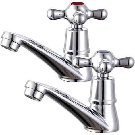 Paire de robinets de lavabo, robinets de salle de bain, mélangeurs, robinet de bain chaud et froid, robinet en laiton Chromé (1/5)
