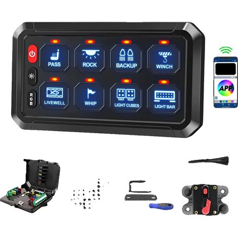 Panel de interruptores, instalación multiposición, control personalizable, 8 módulos con aplicación (1/2)