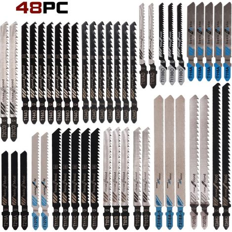 48pcs Lames de Scie Sauteuse à Tige en T , Fabriquées en HCS/HSS, avec étui de rangement pour la coupe du bois, du plastique et du métal (1/5)