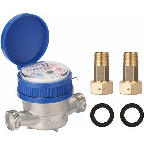 15mm 1/2" Smart Household Water Meter, Mechanical Rotor Type, Cold Water Meter, Digital Pointer, Combination Display (1/4)