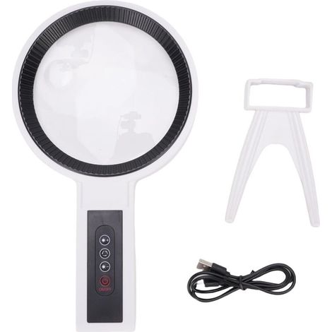 Clear Magnifier, 34x Rechargeable Magnifier with Stand for Reading Inspection, Warm and Cool Light, Adjustable Brightness (1/5)