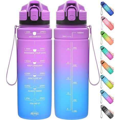 Trinkflasche Kinder Auslaufsicher Tritan 1000 ml Dunkelviolett-blau (1/5)