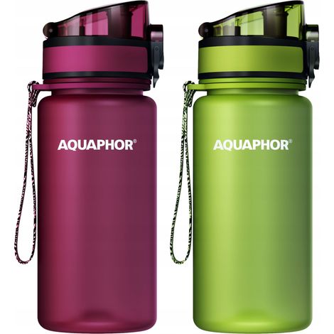 Bouteille filtrante Aquaphor City avec cartouches de 0,35 L, bordeaux et vert (1/5)