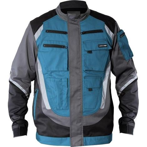 Sweat-shirt noir, gris et turquoise. Bandes réfléchissantes. Taille S, CE, Lahti (1/3)