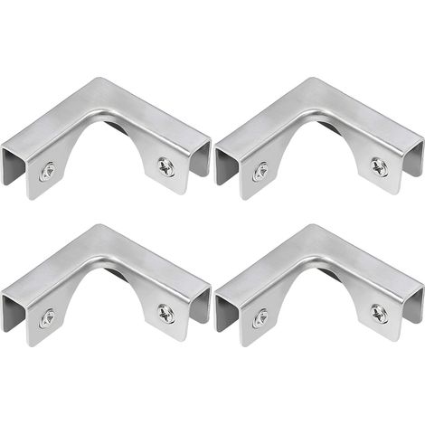 Pince à verre, 4 connecteurs en L en acier inoxydable, supports de fixation à angle droit pour montage sur meuble sans rebord d'aquarium, pour verre de 5 à 8 mm (1/5)