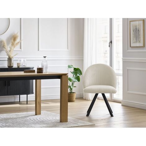 BOBOCHIC - Lot de chaises LALIE tissu velours côtelé et pieds étoile   Beige et orange (1/5)