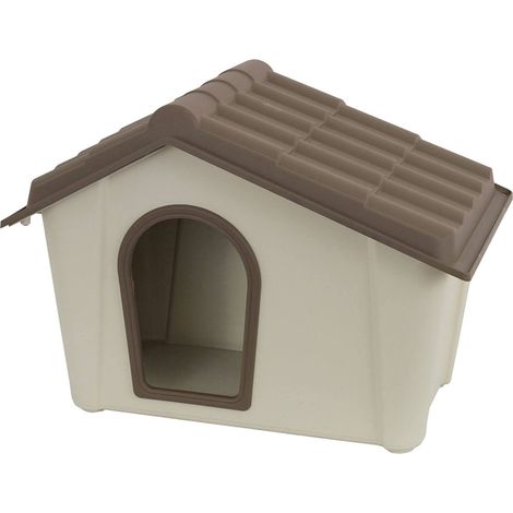 Dmora Niche en polypropylène pour usage extérieur ou intérieur, maison ou chats de chien, 100% Made in Italy,58x40h42 cm, couleur beige (1/3)
