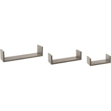 Lot de 3 Étagères Murales "Bord" 42cm Chêne Gris