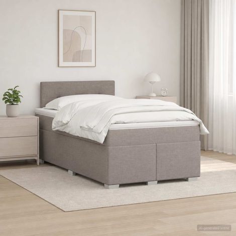 Cama box spring con colchón con cabecera Topo 120 x 190 cm Tela (1/5)