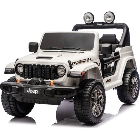 Macchina Elettrica per Bambini Jeep Wrangler Rubicon 12V con Telecomando Bianco (1/5)