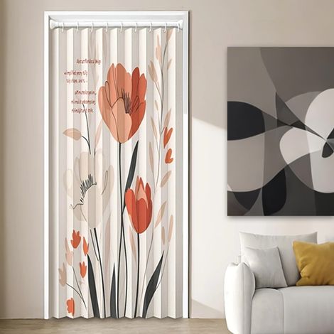 Rideau de porte magnétique occultant et imprimé floral - Séparateur de pièce pliable pour salle de bain, chambre à coucher, salon (105 cm x 200 cm, design A) (1/5)