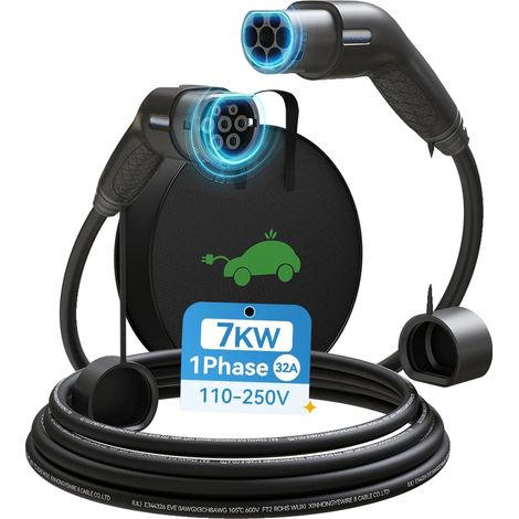 Câble de recharge EV, Type2 IEC62196-2, 7KW 32A, IP65 (1/5)