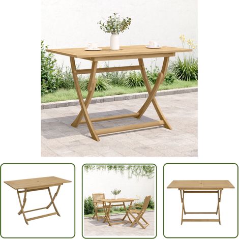 The Living Store Gartentisch Klappbar 120x70x75 cm Massivholz Akazie - Holztisch - Esszimmertisch - Gartentisch - Akzidenzholzmöbel - Outdoortisch (1/5)