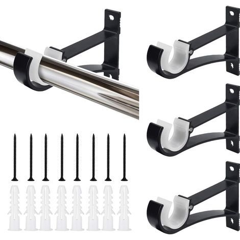 4 Stück Gardinenstangenhalterungen aus Aluminiumlegierung, 11 x 8 cm, rostfrei, inklusive Schrauben und Dübeln, für Wohnzimmer, Büro, Arbeitszimmer, Schlafzimmer – Fei Yu (1/5)
