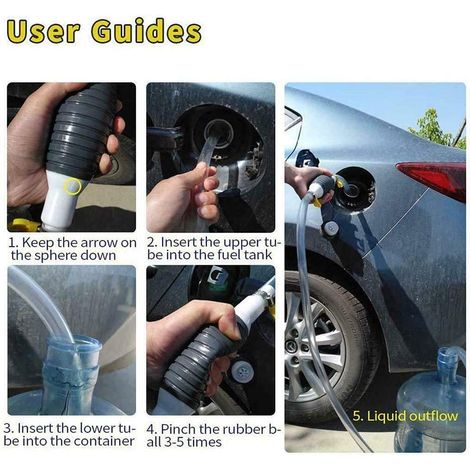 Kit pompa per travaso carburante, pompa manuale ad alta portata, pompa portatile per travaso manuale di carburante per auto, con tubo flessibile in due parti da 2 m.