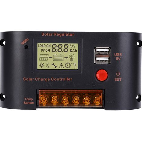 Régulateur de panneau solaire, contrôleur de production d'énergie photovoltaïque 10A pour batterie au plomb