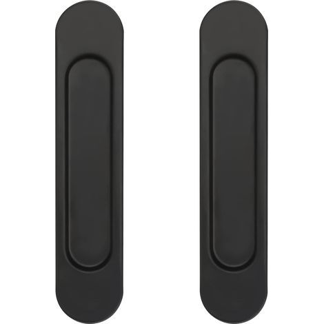 Set of 2 self-adhesive oval sliding door handles for cabinets, windows and sliding doors (black) (1/5)