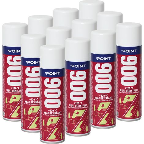 Colle en aérosol haute température POINT 006 +120°C – adhésif résistant à la chaleur – 500 ml – Lot de 12 pièces