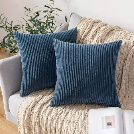 Lot de 2 taies de coussin en velours côtelé, carré 18 pouces, tailles 45 et 48 cm, canapé chambre et voiture (1/3)