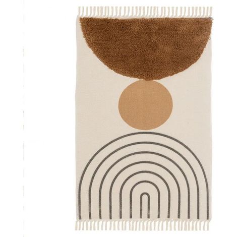 Tappeto in cotone con frange, geometrico, 120x180 cm