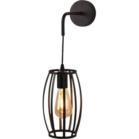 TrAdE Shop Traesio - Applique Parete Pendente A Forma Ovale 3d Stile Minimal Portalampada Attacco E27 Aq53 - Nero (1/5)
