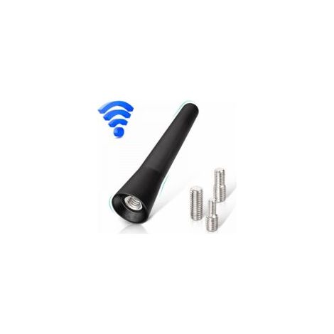 Cyslmuk – Antenne voiture courte 9cm – Réception FM/DAB puissante – Acier inoxydable étanche – Installation sans outil – Adaptateurs M4/M5/M6 inclus