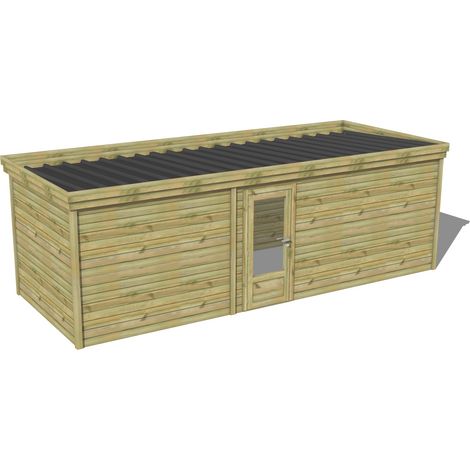 ABRI DE JARDIN bois traité 27mm, 7,4x2,6m, 20m2