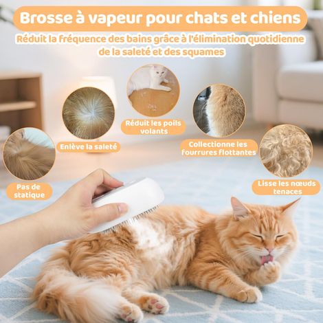 Brosse à vapeur pour animaux, peigne de toilettage autonettoyant pour chiens et chats, élimine les nœuds et les poils morts