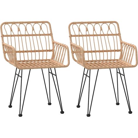 Sedie da Giardino 2 pz Sedute da esterno con Braccioli 56x64x80 cm Rattan PE (1/4)